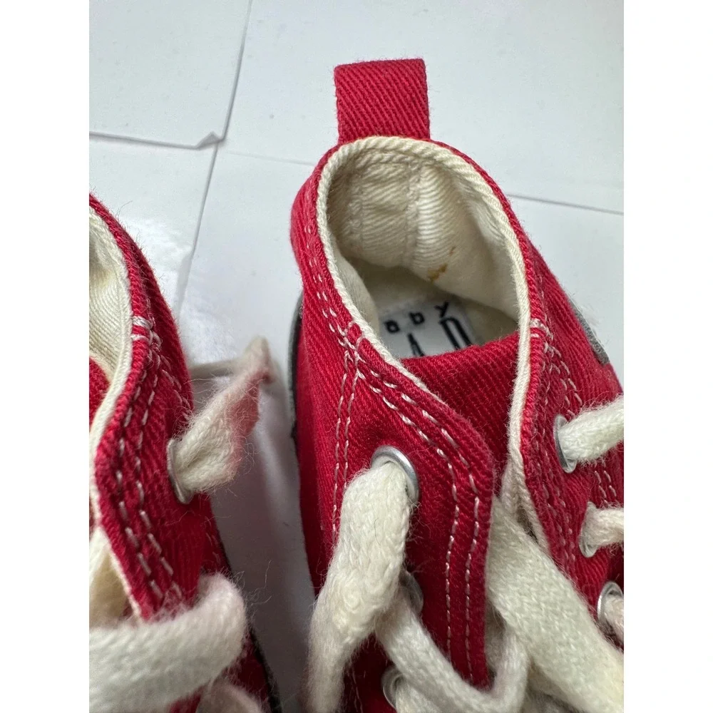 Baby Gap Red Canvas High Top Sneakers Soft Sole Crib Shoes Infants Size 0-6M